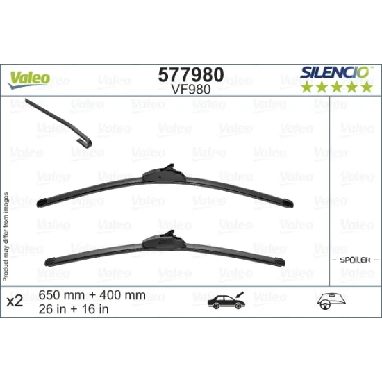 Valeo Silencio X-TRM Flat Blade VF980 (X2) (650+430 mm) (ÖN) MAZDA III (03.2019 / )