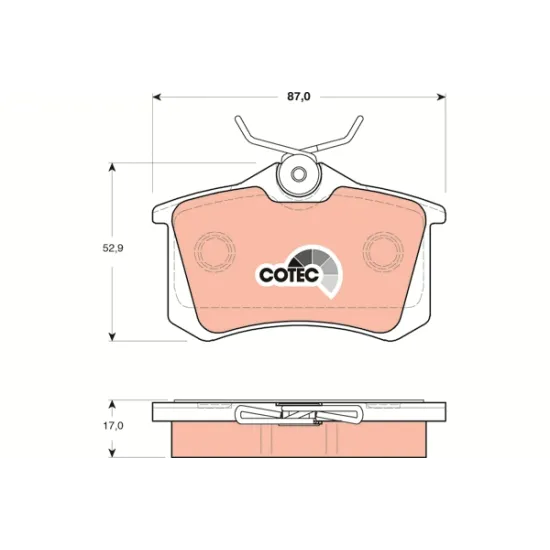 ARKA FREN BALATASI-KABLOSUZ (17MM) (RENAULT MEGANE II / PEUGEOT 307 CITROEN C3 / C4 - VW CADDY 04-15 GOLF 84-16 PASSAT 97-05