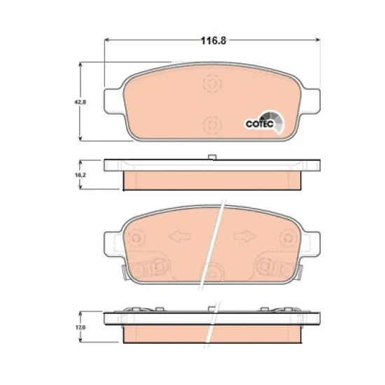 BALATA FREN ARKA-(CHEVROLET CRUZE 09/12/OPEL ASTRA J 09/13/ MOKKA 12/13 ) (15-16 JANT)