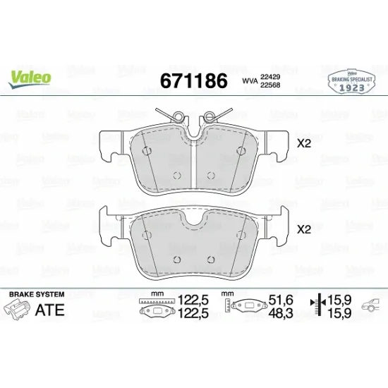 FREN BALATASI ARKA TAKIMI VOLVO S90 II 234 2.0 D3 16- V90 II 235 236 2.0 19- 16 INC