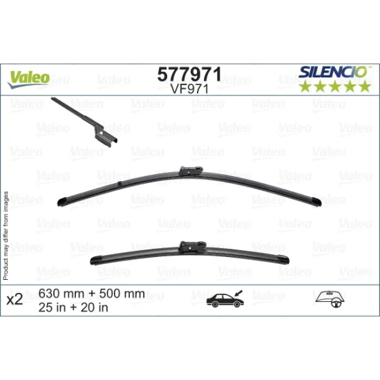 Valeo Silencio VF971 (X2) (630+500mm) (ÖN) FORD FOCUS IV (HN) FORD FOCUS IV Turnier (HP) FORD FO