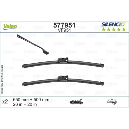 Valeo Silencio VF951 (X2) (650+500mm) (ÖN) BMW X3 (G01 F97) JAGUAR E-PACE (X540) BMW X4 (G02 F