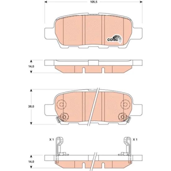 FREN BALATASI ARKA NISSAN QASHQAI J10 07-13 XTRAIL T30 00-/ XTRAIL T31 07-13 PARTHFINDER 13-/ KOLEOS 08-/ JUKE 10-/ SUZUKI GRAND VIT