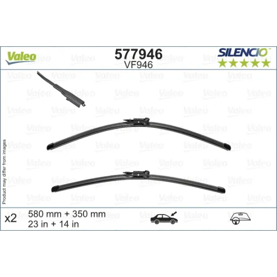 Valeo Silencio X-TRM Flat Blade VM946 (X2) (580+350 mm) NISSAN JUKE (10/17/)