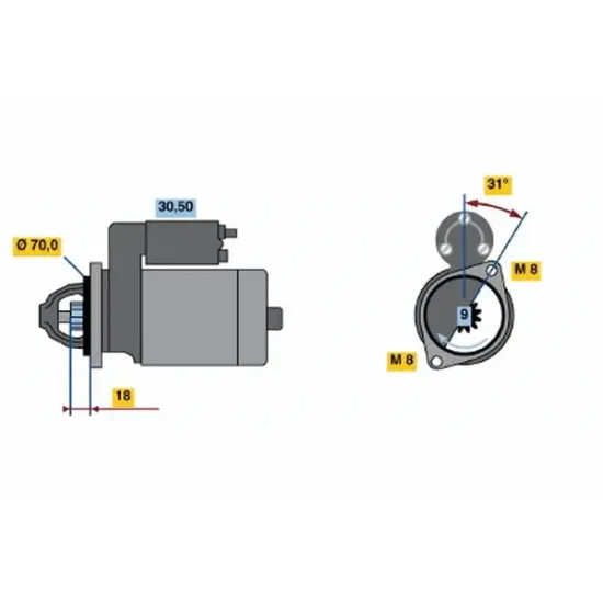 MARS MOTORU (12V 1,0KW 9 DIS) SMART FORTWO Coupe (451) 07> CABRIO (450) 01>04