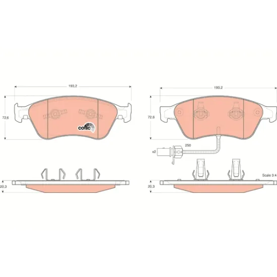 ON FREN BALATASI-KABLOLU- (VW PHAETON 02-16 AUDI A6 05-11 A8 04-10)