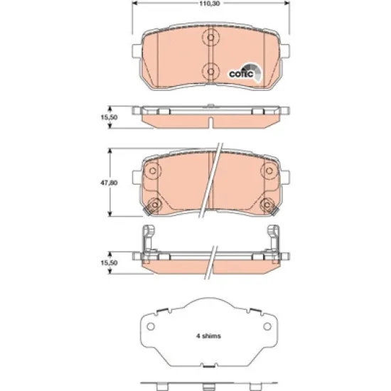 FREN BALATASI ARKA HYUNDAI H1 STAREX 07-/ IX55 3.8 V6 4×4 08-/ KIA CARNIVAL 06-/ SORENTO 15-/