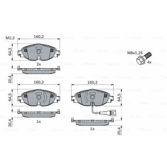 ON FREN BALATASI-KABLOLU- (VW CADDY 16- GOLF 13- AUDI A3 13- SEAT LEON 13- SKODA OCTAVIA 13-)