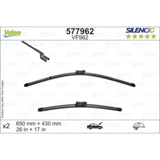 Valeo Silencio X-TRM Flat Blade VF962 (X2) (650+430 mm) PEUGEOT 508 II (09/18/)