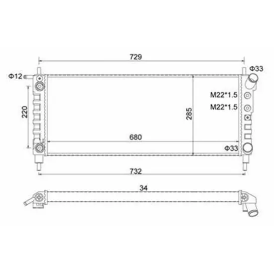 MOTOR RADYATORU (680x268x26) CORSA B 93->