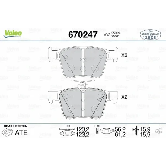 ARKA FREN BALATASI- (VW GOLF 13- PASSAT 14- AUDI A3 12- SEAT LEON 13- SKODA SUPERB 15-)