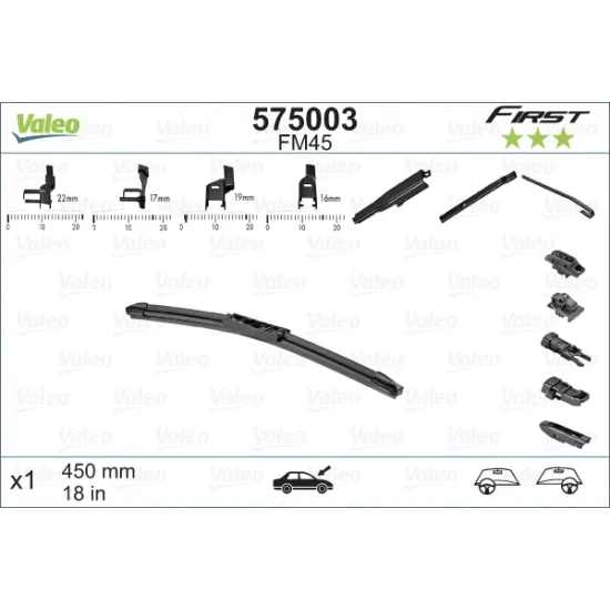 Valeo First MULTIconnection Flat Blade FM45 (X1) (450 mm)