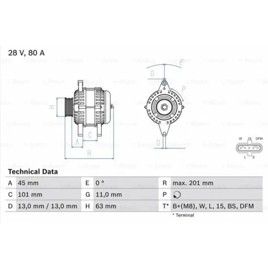 ALTERNATÖR 24V 80A 8 KANAL VOLVO FH400 05> FM440 05> FMX 10> / RENAULT MAGNUM 440/480 04>06