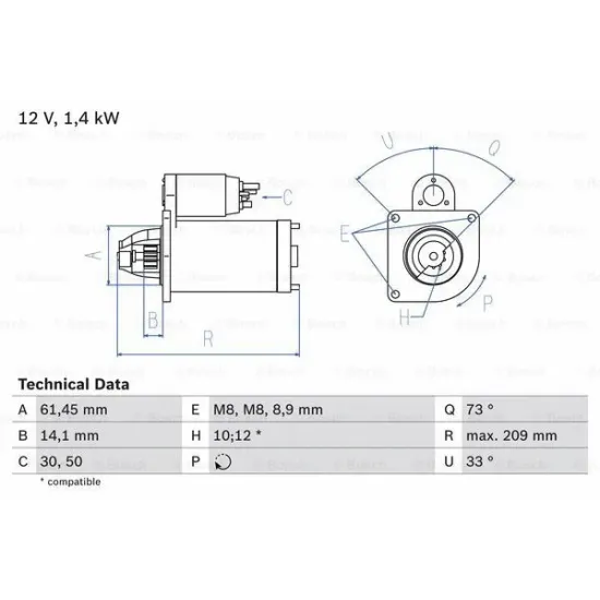 MARS MOTORU 12V 12 DIS 1,4KW FIESTA V / VI 1,4TDCI / 1,5TDCI / 1,6TDCI 01 /> FUSION 1,4TDCI / 1,6TDC