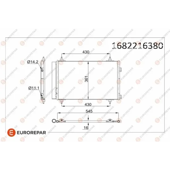 KLIMA RADYATORU (CITROEN C4-I-II 1.4-1.6-2.0/ DS4 1.6/ C4 PICASSO I-II 1.6/ PEUGEOT 307 1.4- 1.6- 2.0)