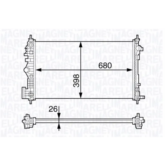 SU RADYATÖRÜ BRAZING (OPEL INSIGNIA 2.8I TURBO 08=/ - SAAB 9-5 2.8I TURBO V6 10=/ - CHEVROLET MALIBU 2.4 12=/ (AT) (AC/NAC) [680X39