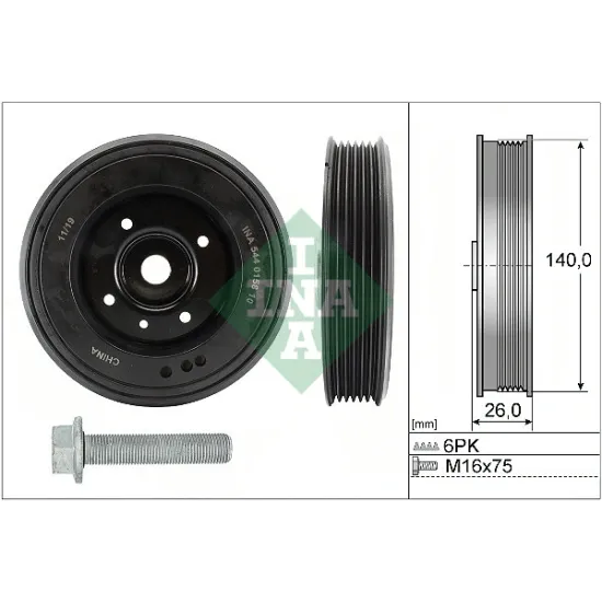 KRANK KASNAGI 6PK (VW GOLF 12-17 PASSAT 11- POLO 15- SEAT LEON 13-20 SKODA OCTAVIA 04-)