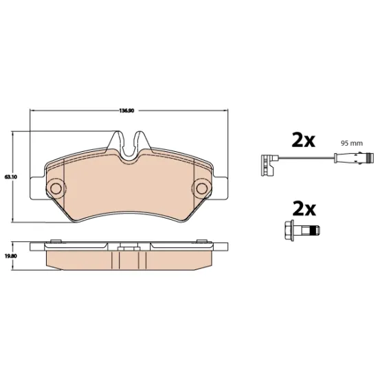 ARKA FREN BALATASI-TEK TEKER- (VW CRAFTER 06-16 MERCEDES SPRINTER 06-16)