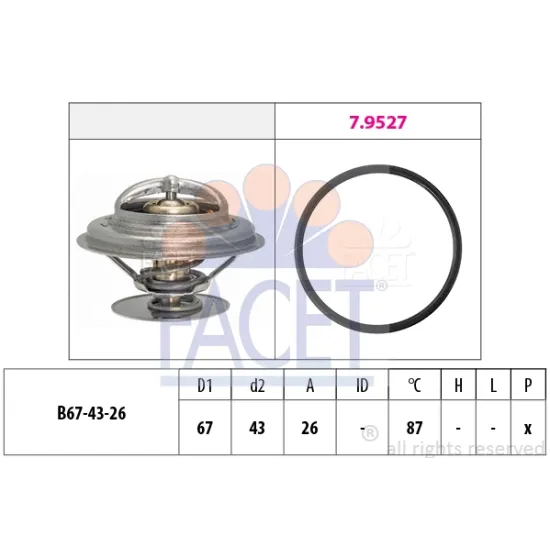 TERMOSTAT 87 °C (M102, M103, OM615, OM904) 190 W201 85>93 W202 93>00 W124 88>93 W210 96>02 W140 93>98 , AXOR 1838 LS OM 904