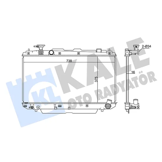 SU RADYATORU BRAZING (TOYOTA RAV4 II 2.0 00 / 05 (MT) [375X738X16]