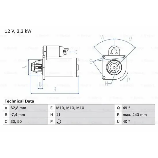 MARS MOTORU 12V / 2,2kW / 11DIS FORD MONDEO IV 2.0 TDCI 07>14 S-MAX (WA6) 2.0 TDCi 06>14 KUGA I 2.0 TDCi 08>12 VOLVO C30 (533) 1.6 D 06>12 C70 II (542) 2.0 D 08>12 S80 II (124) 2.0 TDi 08>11 V50 (545) 1.6 D 05>11 V70 III (135) 1.6 DRIVe / D2 11>15