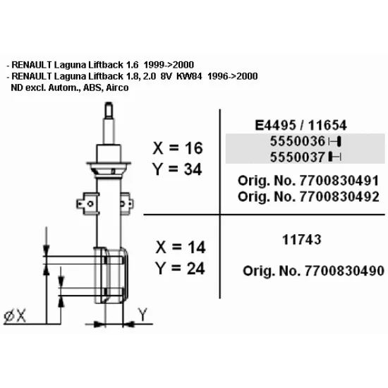 AMORTISOR ON YAGLI 1994=/2000 LAGUNA I