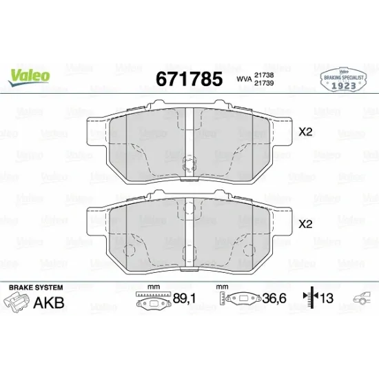 BALATA FREN ARKA - (HONDA: CITY / CIVIC 91>95 - CRX 92>98 - JAZZ 08>)