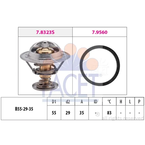 TERMOSTAT 83°C PARTNER-BERLINGO-307-406-607-C4-C5 2.0hdi 8V