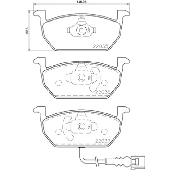 ON FREN BALATASI-KABLOLU- (VW GOLF 13-  AUDI A3 13-16  SEAT LEON 13-)