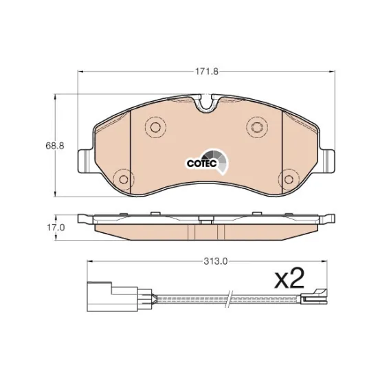 ÖN FREN DİSK BALATA KABLOLU ( FORD TRANSİT CUSTOM V362 12- V363 14- )