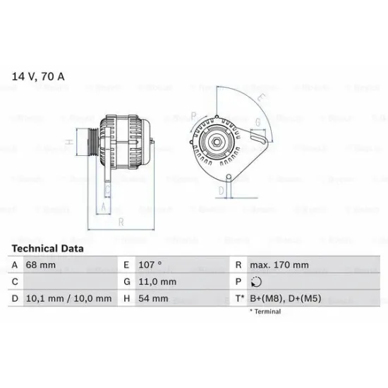 ALTERNATOR 12V 70A BRAVO II DOBLO PANDA PUNTO ALBEA STILO 1,2 / 1,4