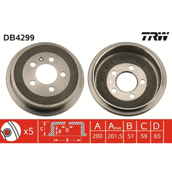 ARKA FREN KAMPANASI-200MM (VW POLO 02-18 SEAT IBIZA 02-17 SKODA FABIA 00-15)