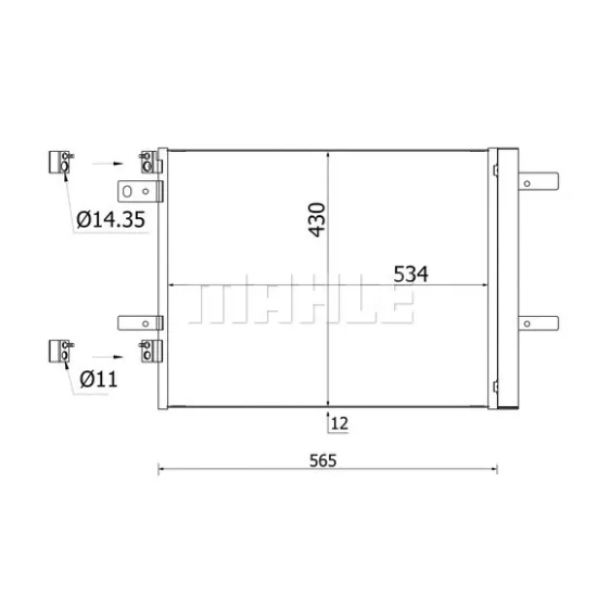 KLIMA RADYATORU 3008 II-308 II-5008 II-508-EXPERT IVPARTNER-C4 PICASSO-JUMPY IV-BERLINGO DW10 525×436×16