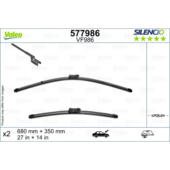 Valeo Silencio X-TRM Flat Blade VM986 (X2) (530+475 mm) RENAULT Captur II (11.2019 / )