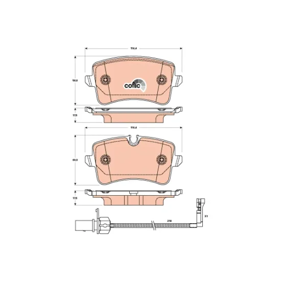 ARKA FREN BALATASI-210MM KABLO (AUDI A6 11-18 A7 11-18)