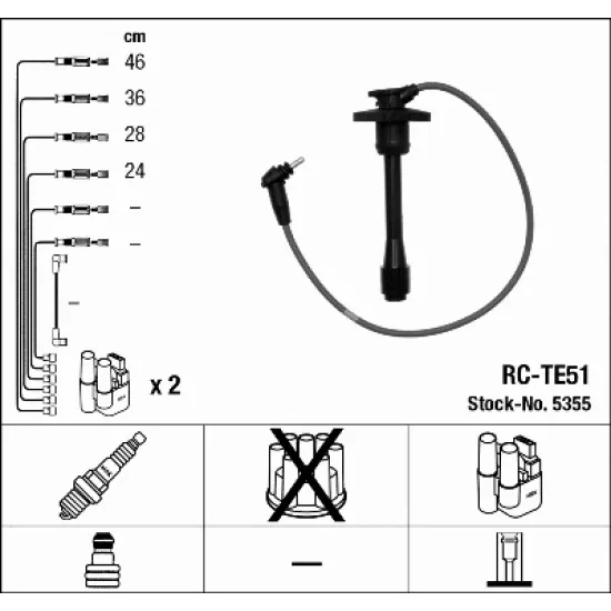 BUJI KABLO SETI RC-TE51 (TOYOTA COROLLA 1.3 97-00 4EFE )