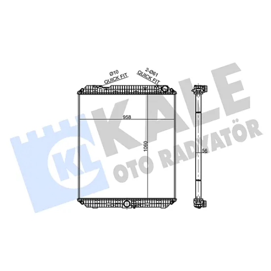 SU RADYATÖRÜ MERCEDES BENZ ACTROS MP4/MP5 1824-4163 13=>; ANTOS 1824-3363 12=>; AROCS 1824-4163 13=>; - (MT) (ÇERÇEVESIZ)