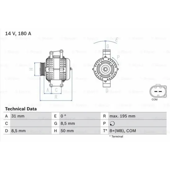 ALTERNATOR (14V 180A) VITO W639 03> VIANO W639 03> SPRINTER 06>16