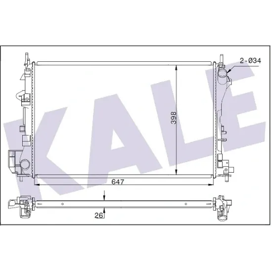 SU RADYATORU (KLIMALI) MEKANIK 105BG (OPEL VECTRA C 1.6 Z16XE 02-06)650×415X23