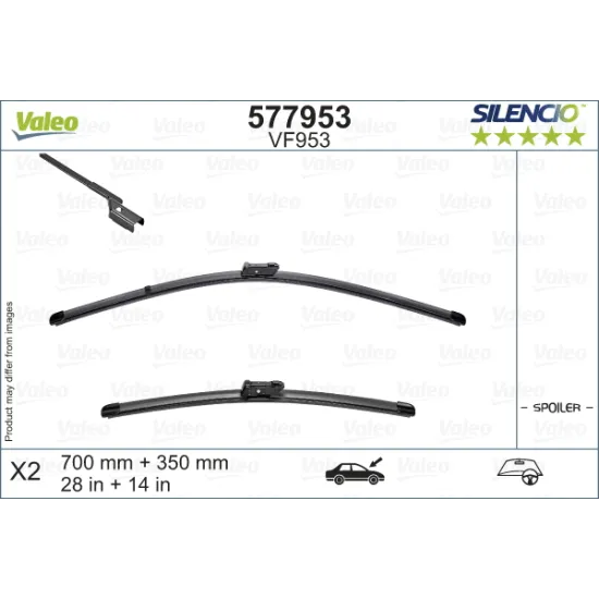 Valeo Silencio X-TRM Flat Blade VM953 (X2) (710+345 mm) FORD FIESTA VII (04/17/)