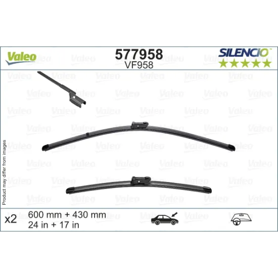 SWF VisioFlex Flat Blade (X2) (600+430 mm) PEUGEOT RIFTER (09/18/) CITROEN BERLINGO (06/18/) OPEL