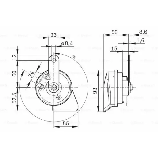 KORNA SETI 0986AH0744 + 0986AH0745 (12V 80W, 420HZ 510HZ, DUSUK SES, Ø: 80MM, 110DB) SLK-CLASS R171 04>11