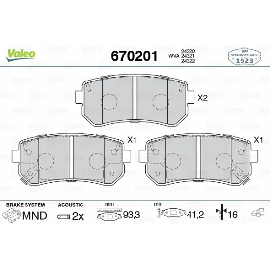 FREN BALATASI ARKA HYUNDAI ACCENT ERA 06-/ / I20 08-15 / I30 07-12 / IX20 10-/ / IX35 10-/ / SONATA 10-14 / KIA CEED 06-12 / CERATO