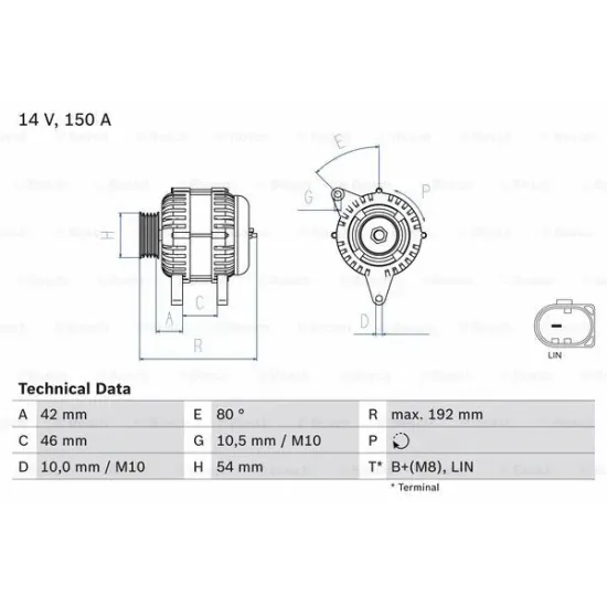 ALTERNATOR RULMANI 12V 150A FORD FIESTA VI 1,4 / 1,6 TDCI 08 MAZDA II 1,4 / 1,6