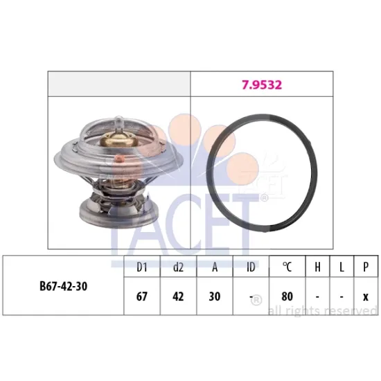 TERMOSTAT 80 °C (OM601, OM602, OM603) 190 201 88>93 W124 88>93 202 95>00 W140 93>98 UNIMOG U100L VARIO