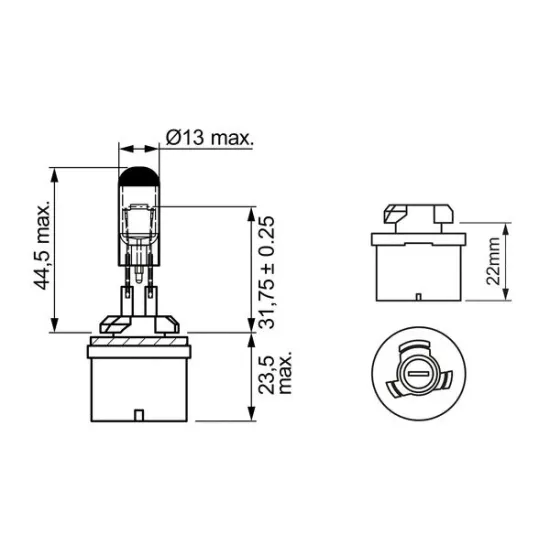 AMPUL 12V H27W-1 PG13 -FAR AMPULU- HYUNDAI-KIA-SSANGYONG