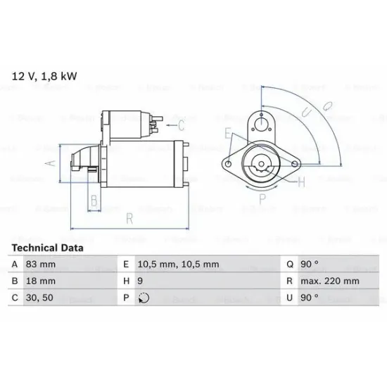 MARS MOTORU DELCO TIP 12V 1,8 KW 9 DIS CHEVROLET CAPTIVA 2.0 CDI / OPEL ANTARA 2.0 CDTI