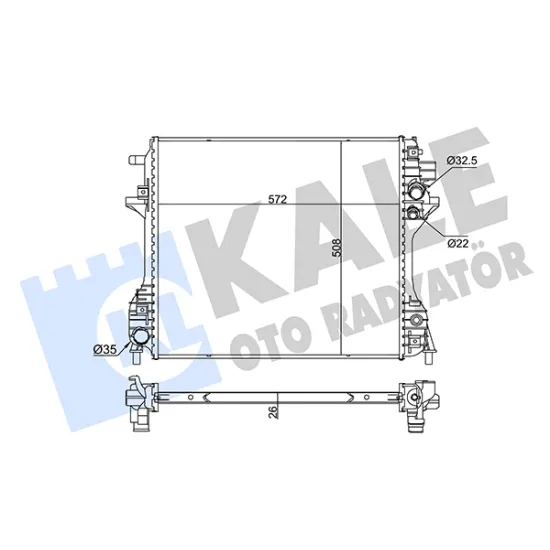 SU RADYATORU BRAZING (JAGUAR XF , XJ 2.0 2.2D 2.7 3.0D 09=/ (MT) [572X508X26]