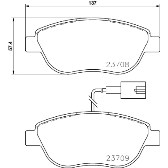 FREN BALATASI ON WVA 23709-23710 - ( OPEL CORSA D 1.3 CDTI 90 BG 07 06- / FIAT DOBLO 05- YM LINEA 1.4 TJET STILO 04- GRANDE PUNTO