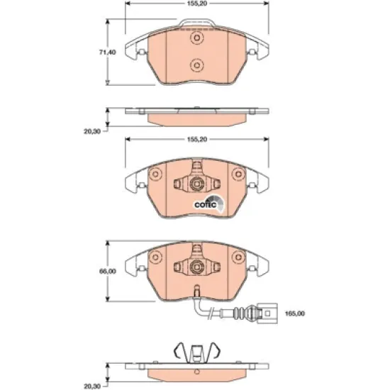 ON FREN BALATASI-KABLOLU- (VW CADDY 04-15 GOLF 04-14 PASSAT 06-11 POLO 10- AUDI A3 04-13 SEAT LEON 06-13)